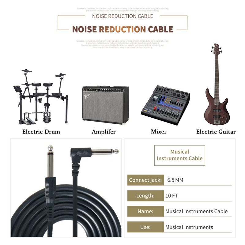 SUNYIN Guitar Amp Cable, Electric Guitar Instrument Cable, 1/4 Inch, 3.5mm & 6.5mm Converter, 3.5mm Audio Cord, 4 Picks (10ft) - Image 2
